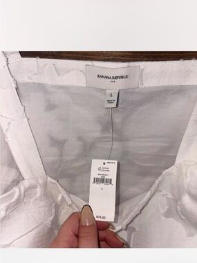 Banana Republic White Jacquard Blouse